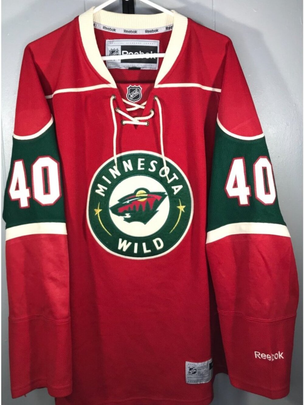 Devan Dubnyk #40 Reebok Red Home Minnesota Wild SIGNED Autographed Jersey sz XL